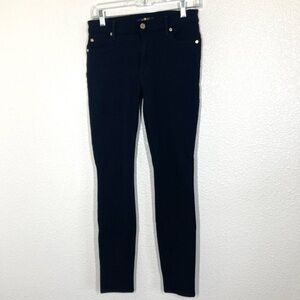 7 For All Mankind Pants Womens 27 Black Skinny Stretch Denim Gold Hardware USA